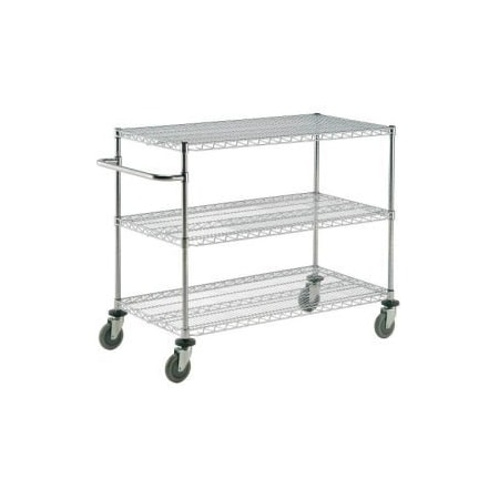 Global Equipment Nexel Chrome ESD Adjustable Shelf Cart, 3 Shelf, 60"L x 21"W x 40"H, Polyurethane Casters SC2160ESD3